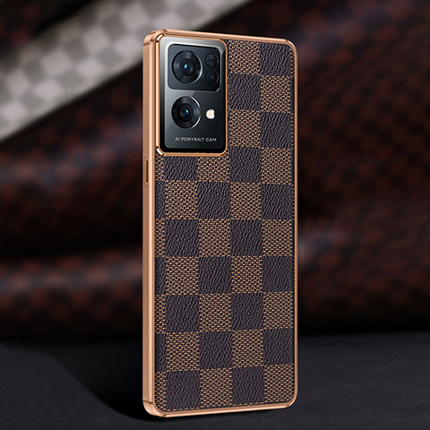 Funda Lujo Cuero Carcasa JB1 para Oppo Reno7 Pro 5G Marron