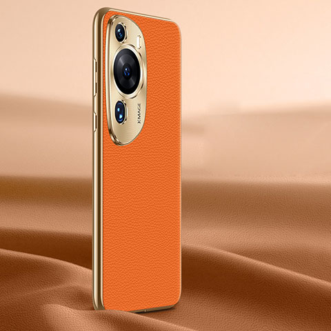 Funda Lujo Cuero Carcasa JB2 para Huawei P60 Art Naranja