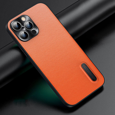 Funda Lujo Cuero Carcasa JB3 para Apple iPhone 13 Pro Naranja