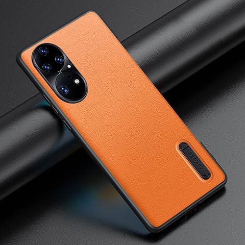 Funda Lujo Cuero Carcasa JB3 para Huawei P50 Naranja