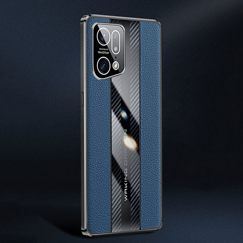 Funda Lujo Cuero Carcasa JB3 para Oppo Find X5 Pro 5G Azul