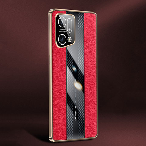 Funda Lujo Cuero Carcasa JB3 para Oppo Find X5 Pro 5G Rojo