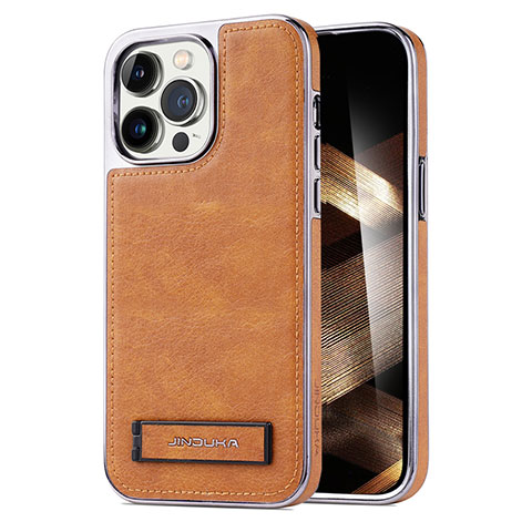 Funda Lujo Cuero Carcasa JD1 para Apple iPhone 15 Pro Marron