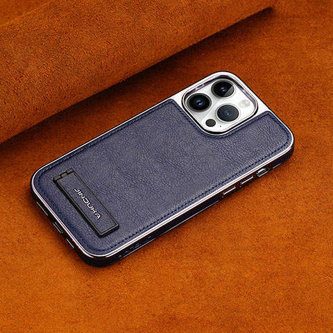 Funda Lujo Cuero Carcasa JD2 para Apple iPhone 14 Pro Max Azul