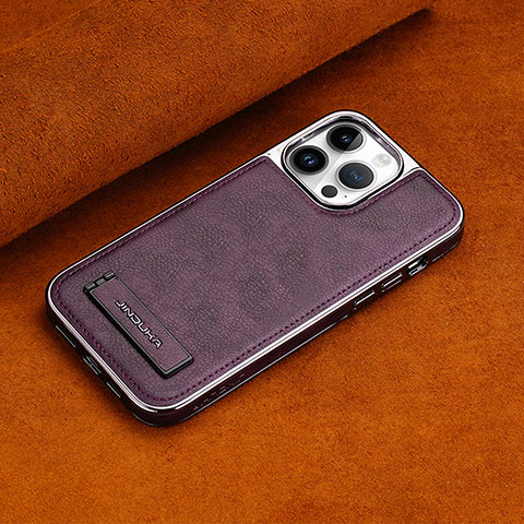 Funda Lujo Cuero Carcasa JD2 para Apple iPhone 15 Pro Max Morado