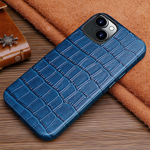 Funda Lujo Cuero Carcasa L01 para Apple iPhone 13 Azul