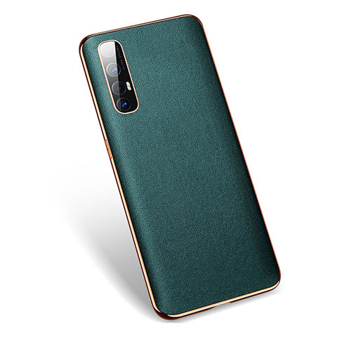 Funda Lujo Cuero Carcasa L01 para Oppo Reno3 Pro Verde