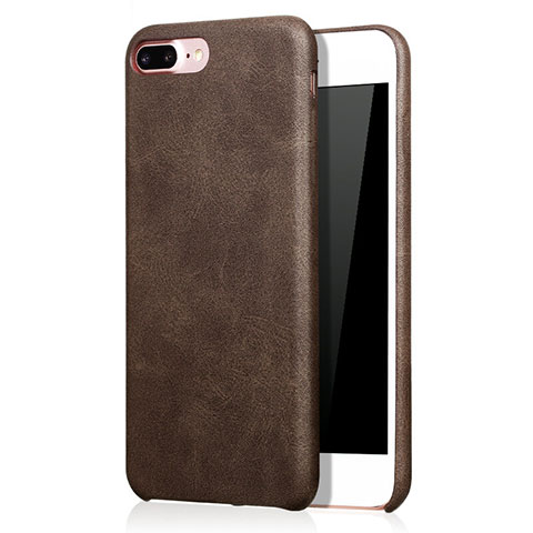 Funda Lujo Cuero Carcasa L02 para Apple iPhone 7 Plus Marron