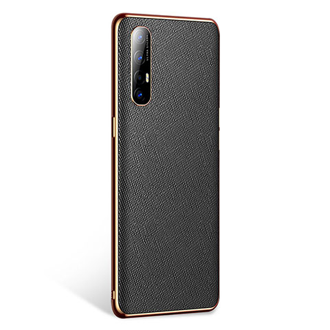 Funda Lujo Cuero Carcasa L02 para Oppo Find X2 Neo Negro