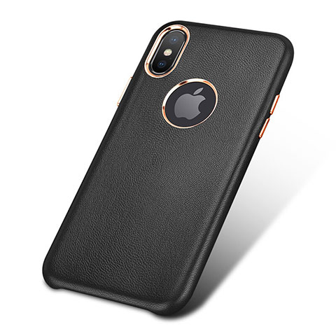 Funda Lujo Cuero Carcasa L03 para Apple iPhone Xs Negro