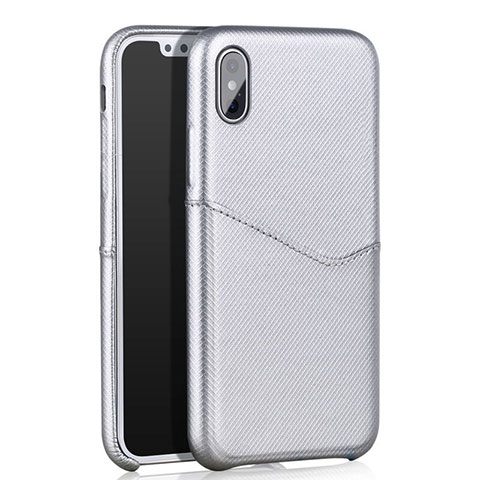 Funda Lujo Cuero Carcasa L05 para Apple iPhone Xs Blanco