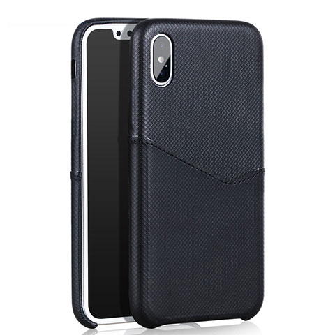 Funda Lujo Cuero Carcasa L05 para Apple iPhone Xs Negro