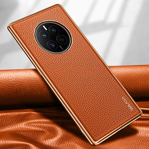 Funda Lujo Cuero Carcasa LD1 para Huawei Mate 50 Naranja