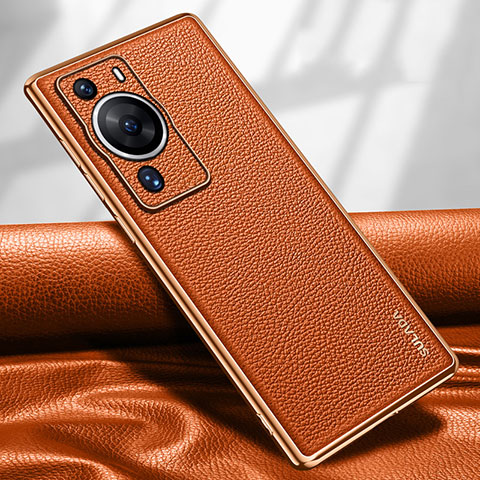 Funda Lujo Cuero Carcasa LD1 para Huawei P60 Naranja