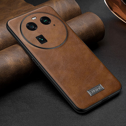 Funda Lujo Cuero Carcasa LD1 para Oppo Find X6 5G Marron