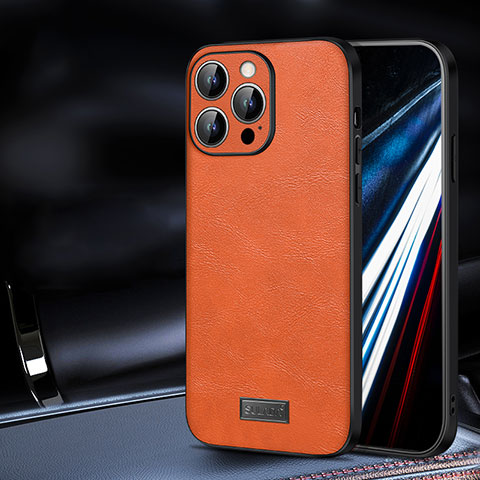 Funda Lujo Cuero Carcasa LD2 para Apple iPhone 13 Pro Naranja