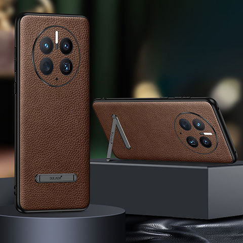 Funda Lujo Cuero Carcasa LD2 para Huawei Mate 50 Pro Marron