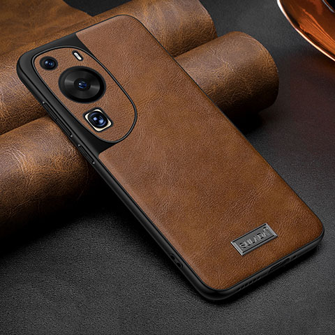 Funda Lujo Cuero Carcasa LD2 para Huawei P60 Art Marron