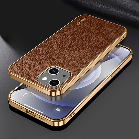 Funda Lujo Cuero Carcasa LD3 para Apple iPhone 14 Marron