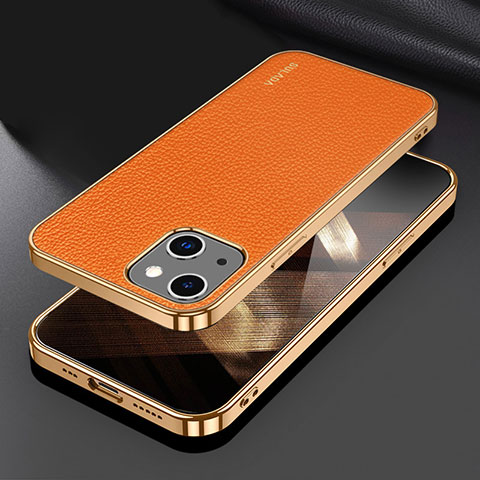 Funda Lujo Cuero Carcasa LD3 para Apple iPhone 15 Naranja