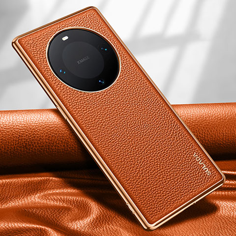 Funda Lujo Cuero Carcasa LD4 para Huawei Mate 60 Pro Naranja