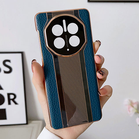 Funda Lujo Cuero Carcasa LF1 para Huawei Mate 50 Azul