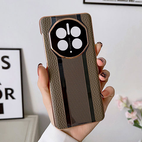 Funda Lujo Cuero Carcasa LF1 para Huawei Mate 50 Pro Marron