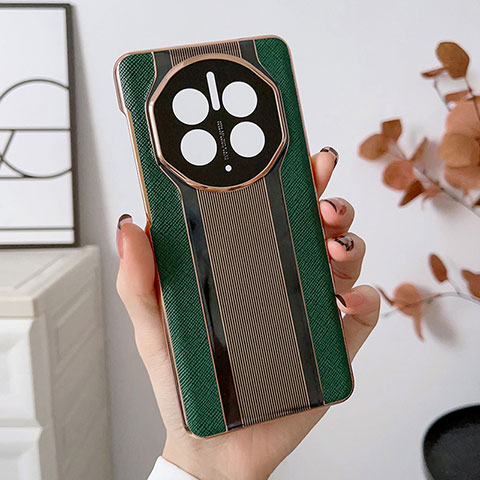 Funda Lujo Cuero Carcasa LF2 para Huawei Mate 50 Verde