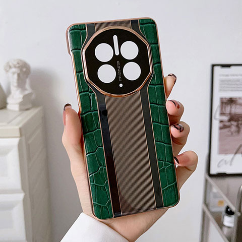 Funda Lujo Cuero Carcasa LF3 para Huawei Mate 50 Verde