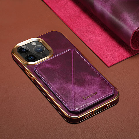 Funda Lujo Cuero Carcasa MT1 para Apple iPhone 14 Pro Max Morado