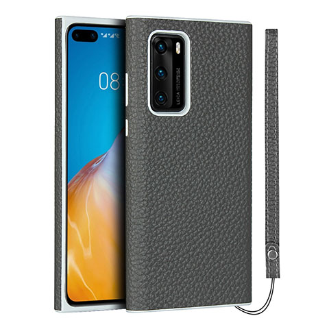 Funda Lujo Cuero Carcasa N01 para Huawei P40 Gris