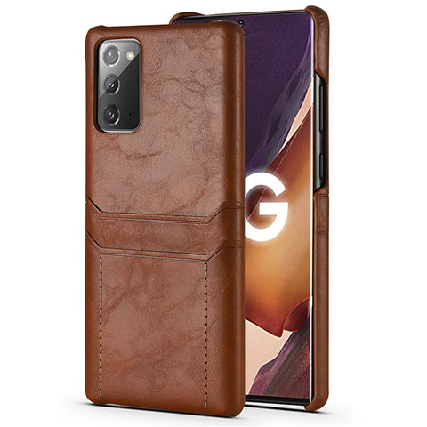 Funda Lujo Cuero Carcasa N02 para Samsung Galaxy Note 20 5G Marron Claro