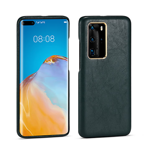 Funda Lujo Cuero Carcasa N04 para Huawei P40 Pro Verde Noche