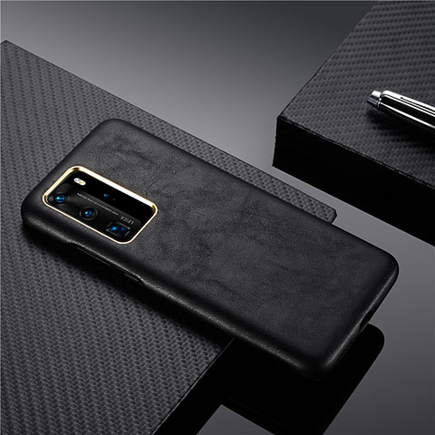 Funda Lujo Cuero Carcasa N05 para Huawei P40 Pro Negro