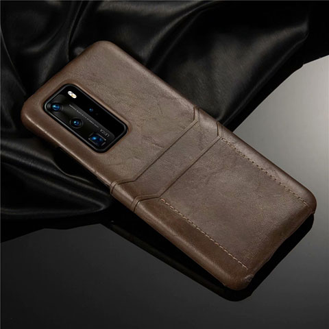 Funda Lujo Cuero Carcasa N06 para Huawei P40 Pro Marron