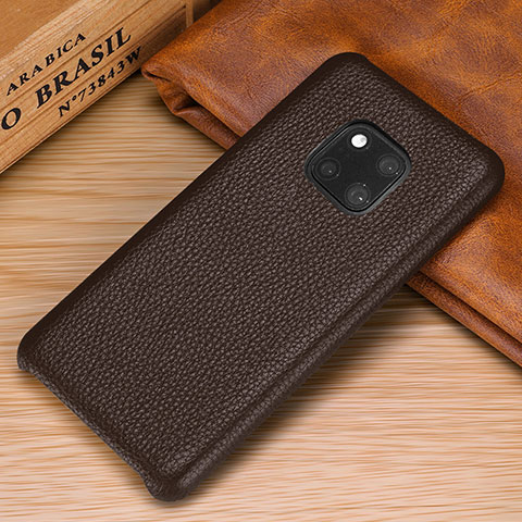 Funda Lujo Cuero Carcasa P01 para Huawei Mate 20 Pro Marron