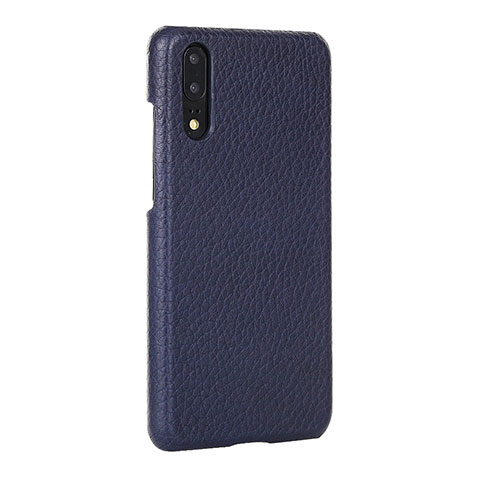 Funda Lujo Cuero Carcasa P01 para Huawei P20 Azul