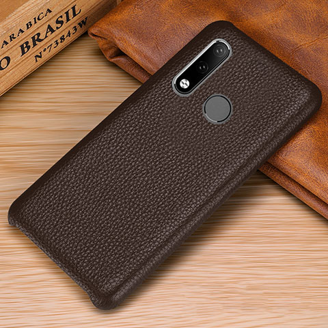 Funda Lujo Cuero Carcasa P01 para Huawei P30 Lite New Edition Marron