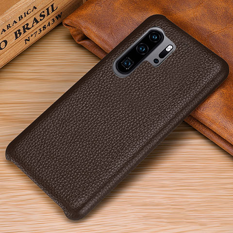 Funda Lujo Cuero Carcasa P01 para Huawei P30 Pro New Edition Marron