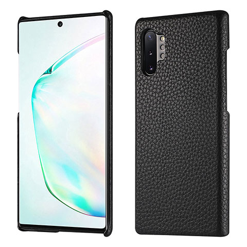 Funda Lujo Cuero Carcasa P01 para Samsung Galaxy Note 10 Plus 5G Negro