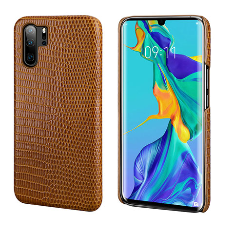 Funda Lujo Cuero Carcasa P02 para Huawei P30 Pro Marron