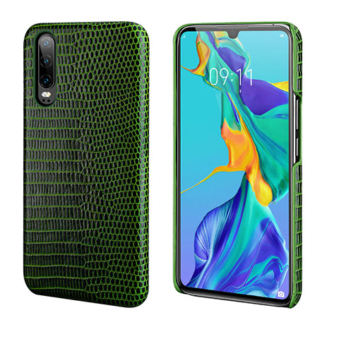 Funda Lujo Cuero Carcasa P02 para Huawei P30 Verde