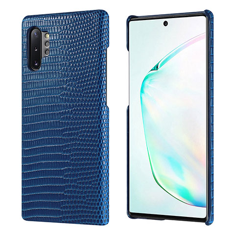 Funda Lujo Cuero Carcasa P02 para Samsung Galaxy Note 10 Plus Azul