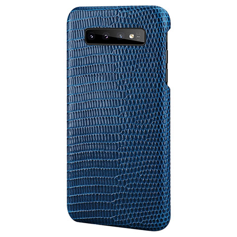 Funda Lujo Cuero Carcasa P02 para Samsung Galaxy S10 Azul