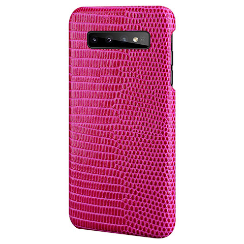 Funda Lujo Cuero Carcasa P02 para Samsung Galaxy S10 Rosa Roja