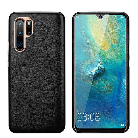 Funda Lujo Cuero Carcasa P03 para Huawei P30 Pro New Edition Negro