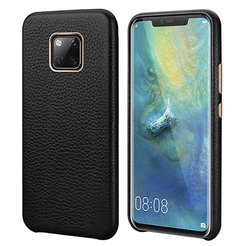 Funda Lujo Cuero Carcasa P04 para Huawei Mate 20 Pro Negro