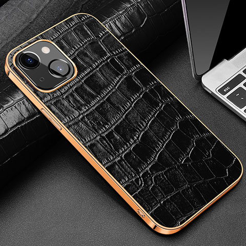 Funda Lujo Cuero Carcasa para Apple iPhone 13 Mini Negro