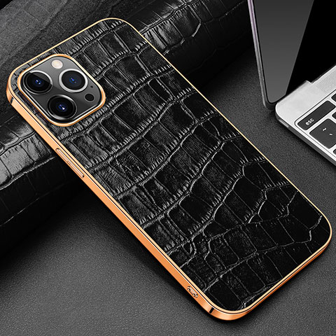 Funda Lujo Cuero Carcasa para Apple iPhone 14 Pro Max Negro