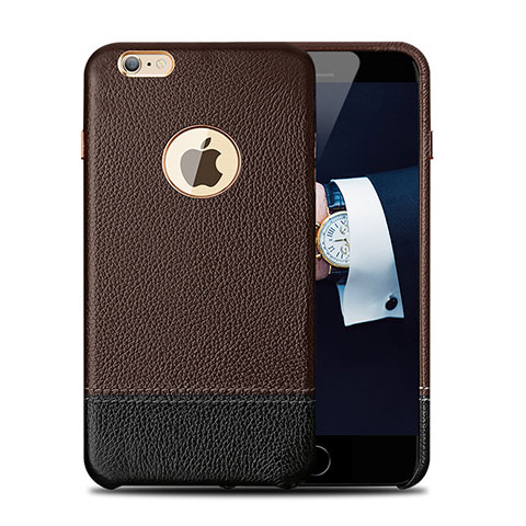 Funda Lujo Cuero Carcasa para Apple iPhone 6S Plus Marron